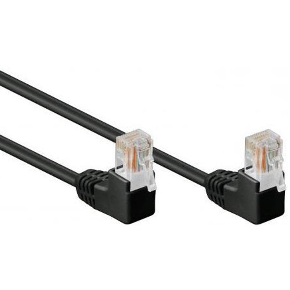 Image of CAT 5e Network cable, 90? angled, U/UTP 2x 90? RJ45 plug (clip up-angl