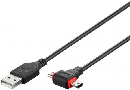 Image of USB 2.0 Hi-Speed cable 2 in1 Micro-B / Mini-B - Goobay