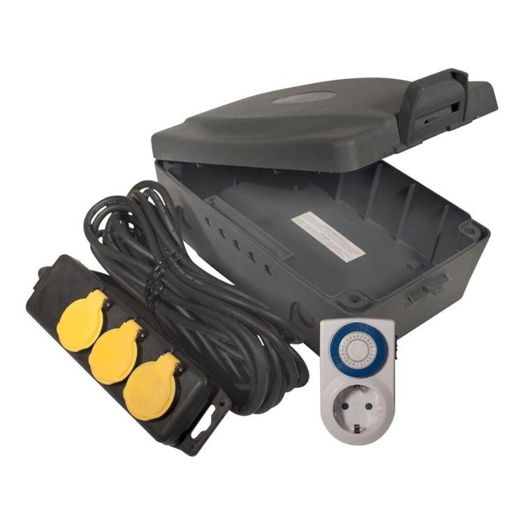 Image of Cable box kit weatherproof outdoor cable box 3time power socket analog