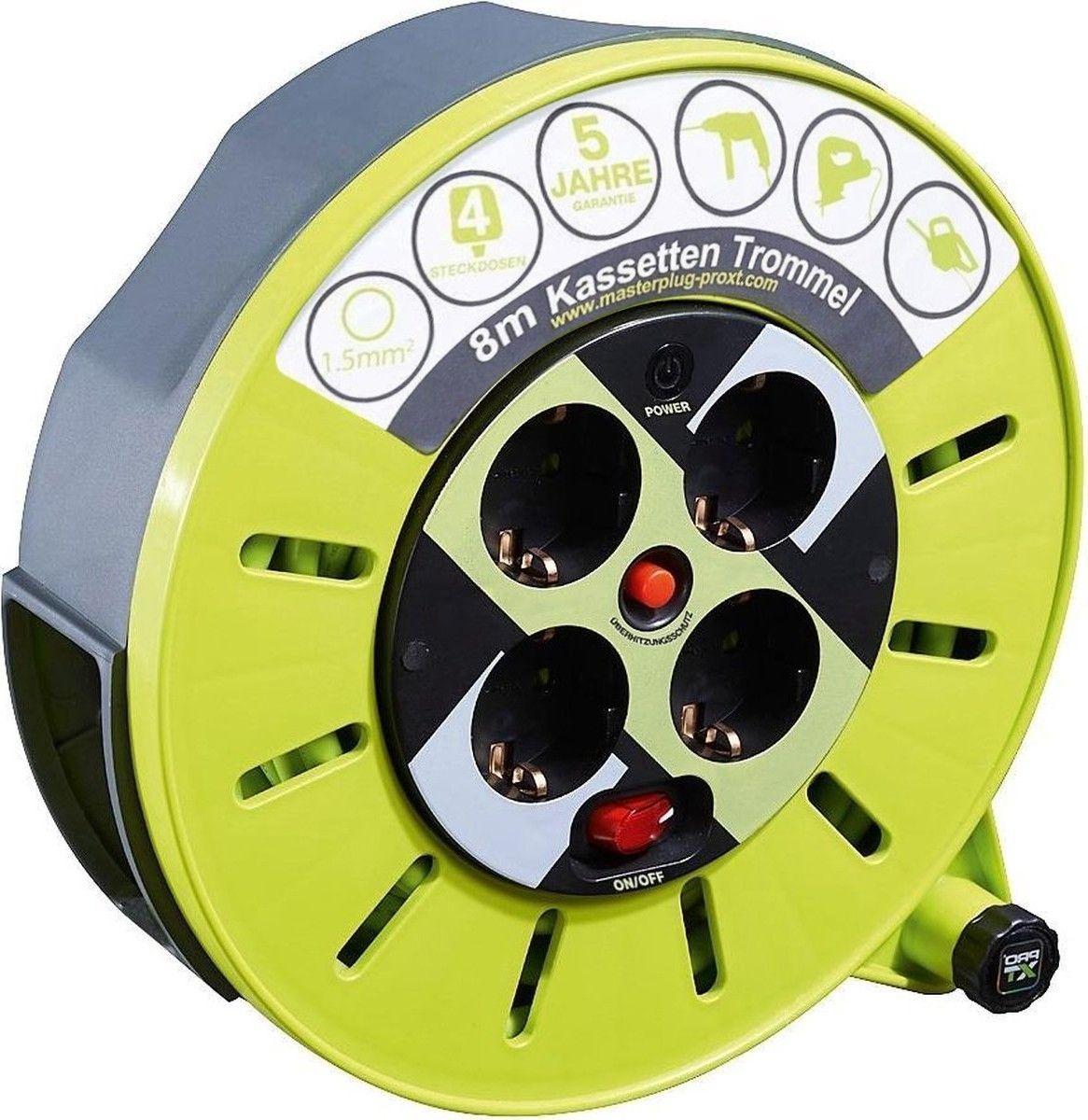 Image of Cassette reel cable length 8m 4x CEE 7/4 sockets children security - G