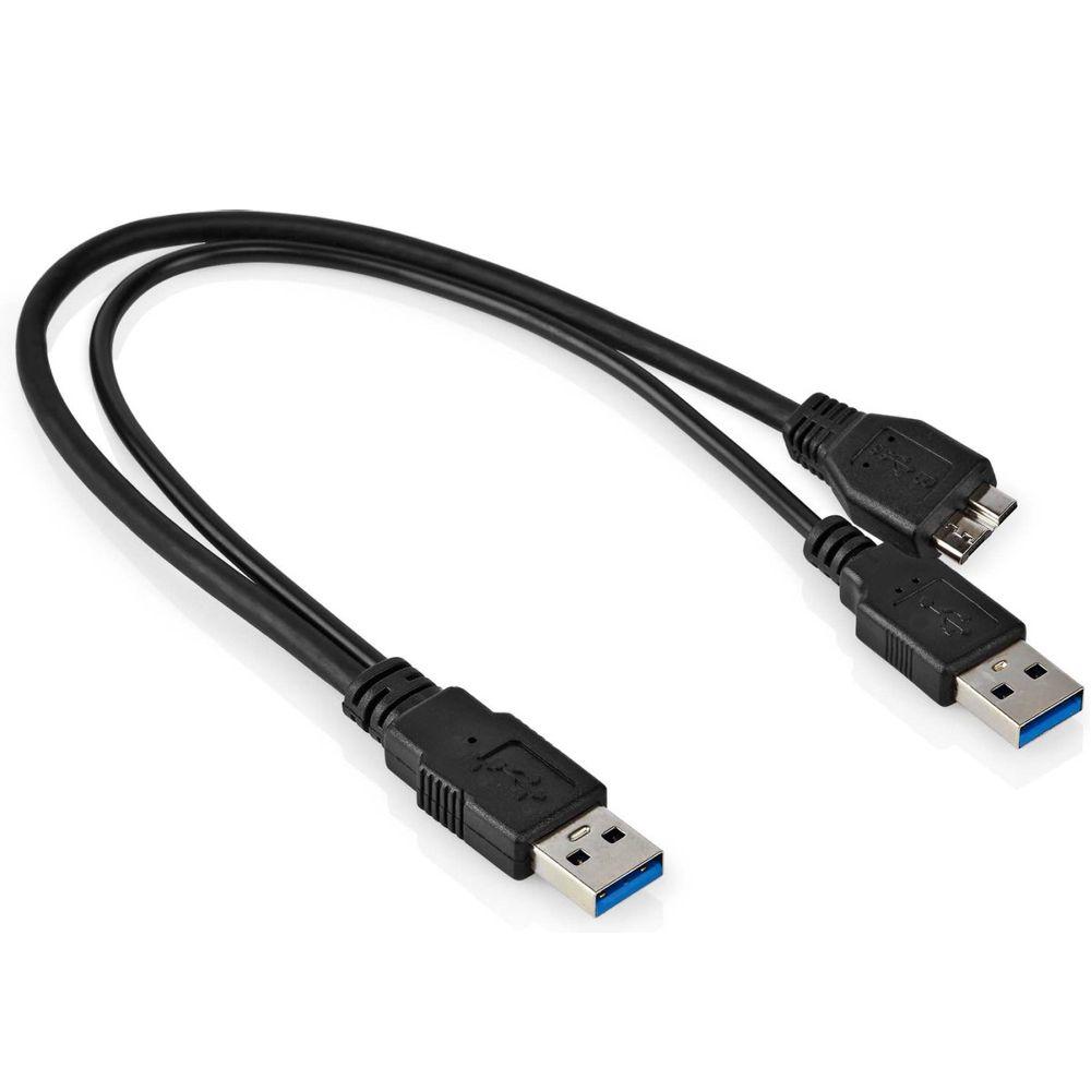 Image of Goobay USB 3.0 Aansluitkabel [2x USB 3.0 stekker A - 1x USB 3.0 stekker micro B] 0.30 m Zwart