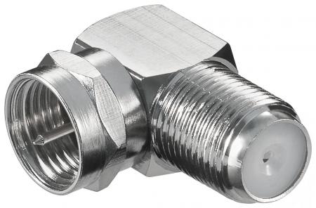 Image of Connector: F-plug>F-jack, 90? angle quality copper finish - Goobay