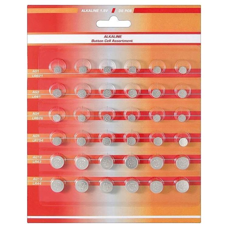 Image of Button cell assortment alkaline (1,5V) 36 pcs on a blistercard - Gooba