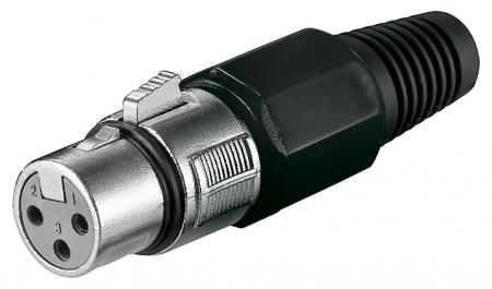 Image of Microphone jack, 3-pins, black locking mechanism - Goobay