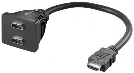 Image of HDMI cable adaptor 19 pin HDMI plug > 2 x 19 pin HDMI jack - Goobay