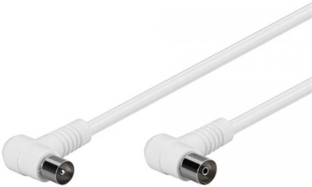 Image of Antenna cable white 10.0 m (100 % shielded) 90? angled Coaxial-plug >