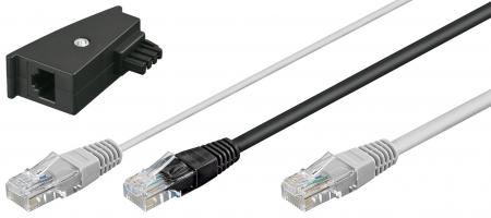 Image of RJ45 Y-cable and TAE adaptor 2x RJ45 plug > 1x RJ45 plug - Goobay