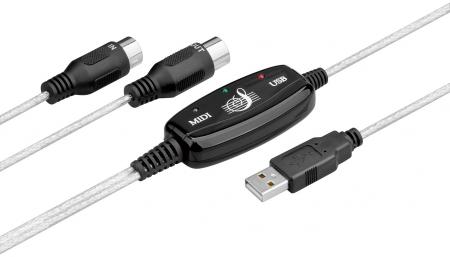 Image of USB to MIDI converter / cable / adaptor USB A plug > 2 DIN plug - Goob
