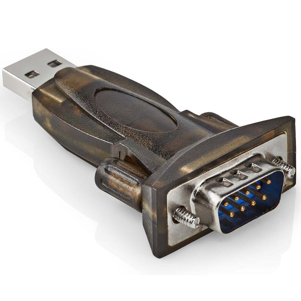 Image of USB serial RS 232 converter / adaptor USB A plug > 9 pin SUB-D plug
