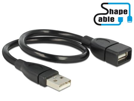Delock Kabel USB 2.0 A mannelijk > A vrouwelijk ShapeCable 0.35 m - Delock