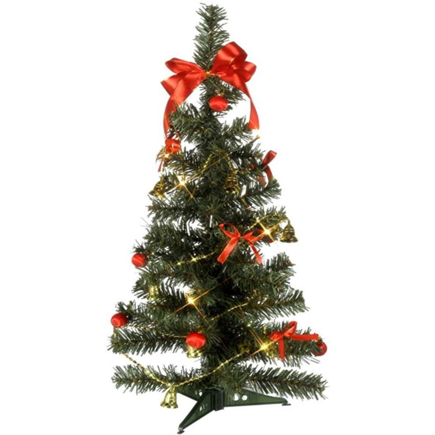 Led verlichte kerstboom - 10 lampjes - 3x AA batterijen - 60 x 20 cm - groen/rood