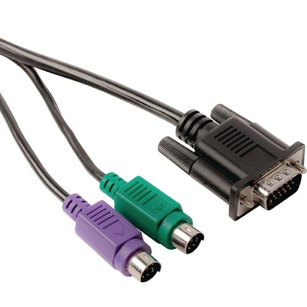 Image of KVM kabel VGA male - 2x PS2 male - VGA female - 2x PS2 male 2,00 m zwa