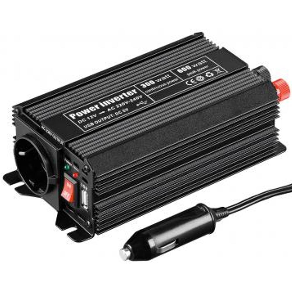 Image of Goobay 67922 Omvormer 300 W 12 V/DC 12 - 13.8 V/DC Sigarettenaanstekerstekker Geaarde stekkerdoos, USB-aansluiting