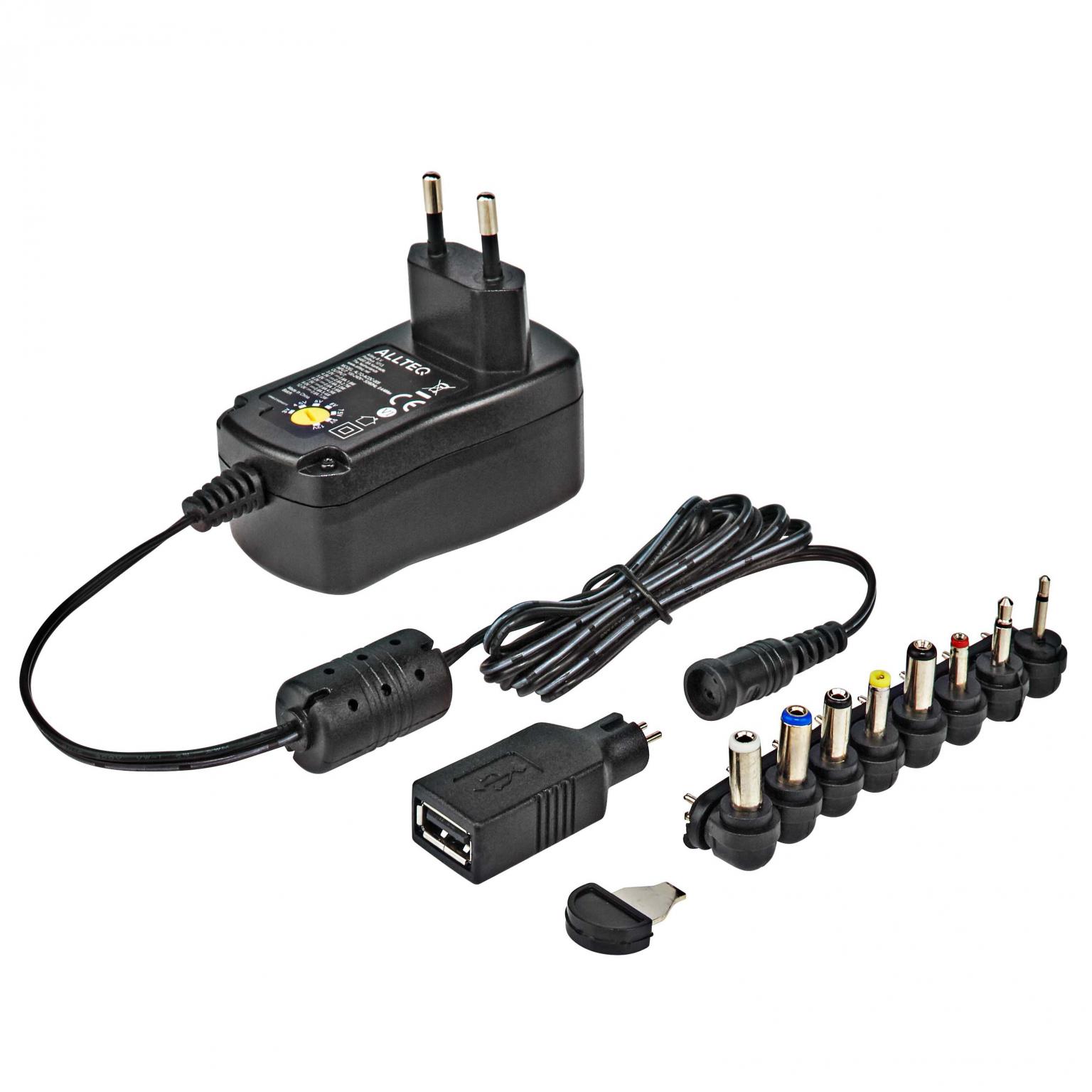 Image of 3-12 V Universal Power Supply including USB + 8 DC Adapter - max. 7,2