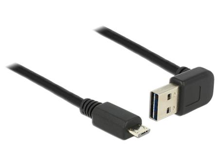 Image of Delock USB 2.0 Aansluitkabel [1x USB 2.0 stekker A - 1x USB 2.0 stekker micro-B] 1 m Zwart Stekker past op beide manieren, Vergulde steekcontacten, UL