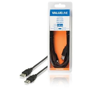 Image of USB 2.0 kabel USB A mannelijk - USB A mannelijk 3,00 m zwart - Valueli