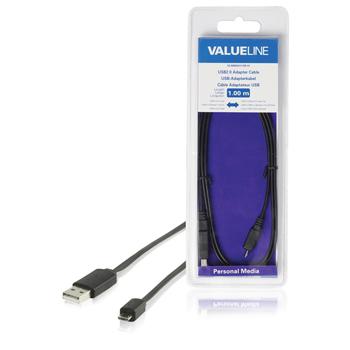 Image of USB 2.0 Kabel A Male - Micro-B Male Plat 1.00 M Zwart