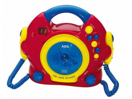 Image of AEG CDK 4229 Kids Line, CD-speler voor kinderen, karaoke, 2 microfoons, Rood, BontCD, CD-R, CD-RW