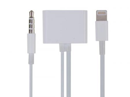 Image of 30-pins Apple® Vrouwelijk Naar 8-pins Lightning + 3.5 Mm Stereo Kabel Mannelijk