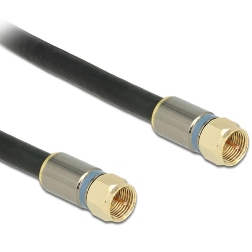 F-connector kabel - 5 meter - Zwart - Delock