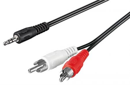 Image of Audio video cable 0,5 m 3.5 mm stereo plug > 2 x RCA plugs - Quality4A