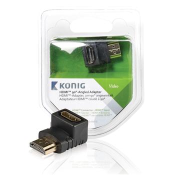 Image of HDMI 90 haaks adapter HDMI connector - HDMI ingang 1 stuk grijs - Kön