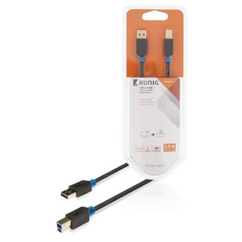 Image of König USB 3.0 A male/USB 3.0 B male, 2 m