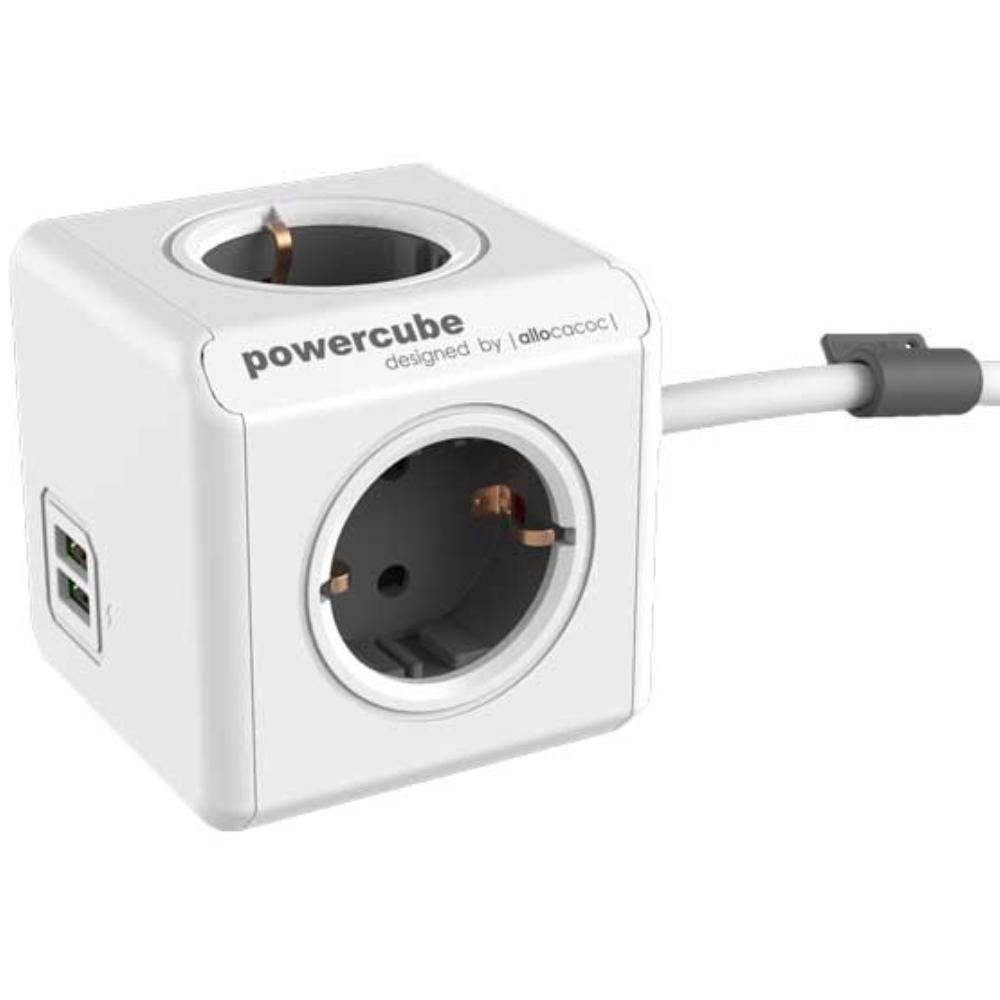 Image of Allocacoc PowerCube Extended USB Grey 3m cable