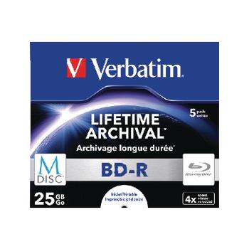 Image of 1x5 Verbatim M-Disc BD-R Blu-Ray 25GB 4x Speed, Jewel Case p