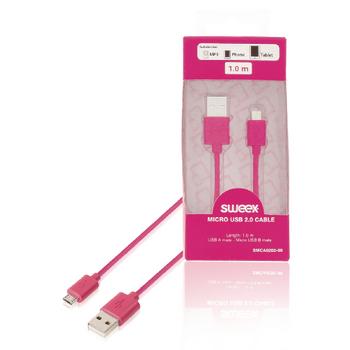 Image of Micro USB 2.0 cable USB A male - Micro USB B male 1.00 m pink - Sweex