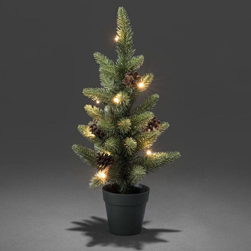 Kerstboom - led kerstverlichting buiten en binnen - 10 lampjes - 45 x 22 cm - warm wit - 4x AA