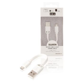 Image of Micro USB 2.0 key chain cable USB A male - Micro USB B male 0.10 m whi