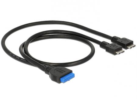 Image of Delock Kabel USB 3.0 Pfostenbuchse > 2 x USB 3.0 Micro-B Stecker 40 /