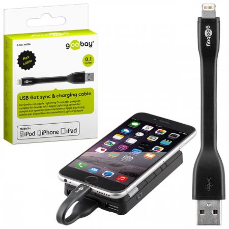 Image of USB flat sync & charging cable suitable for devices with Apple Lightni