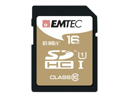 Image of SDHC 16GB EMTEC CL10 Gold+ UHS-I 85MB/s Blister - Emtec
