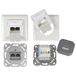 Image of Data outlet Cat.6 UP l/r, 2xRJ45, CLASS E, RAL9010 - Quality4All