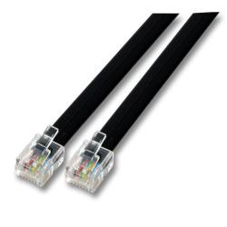 Image of Modular cable RJ11 (6/4)/RJ11 (6/4) flat cable 0.50 m, black - Quality