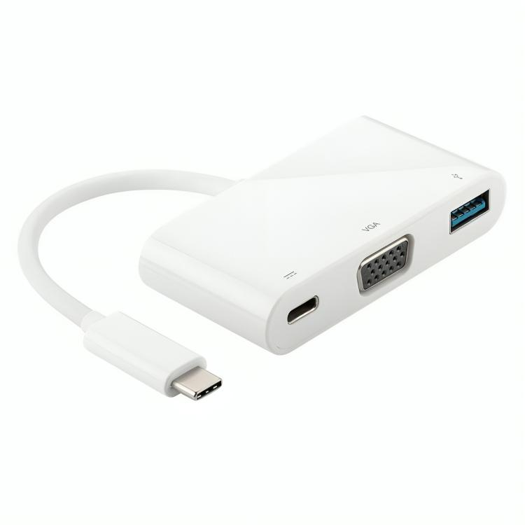 Image of USB / VGA Adapter [1x USB-C stekker - 1x VGA bus, USB 2.0 bus A, USB-C bus] Wit Goobay