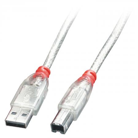 Image of Lindy 41751 0.5m USB A USB B Transparant USB-kabel