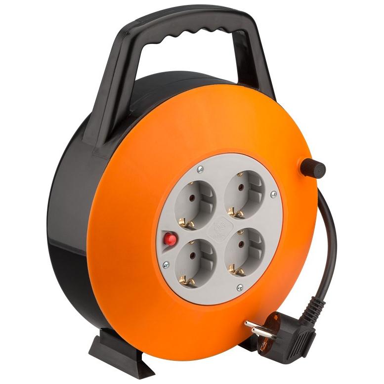 Image of Cable reel with cable run with 4x protective contact sockets and surge