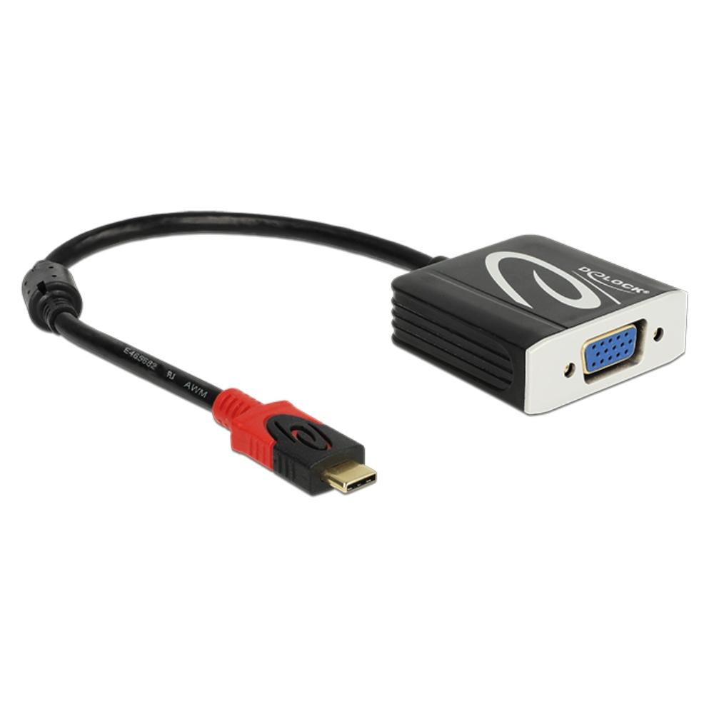 Image of DeLOCK 62726 USB C VGA Zwart kabeladapter/verloopstukje