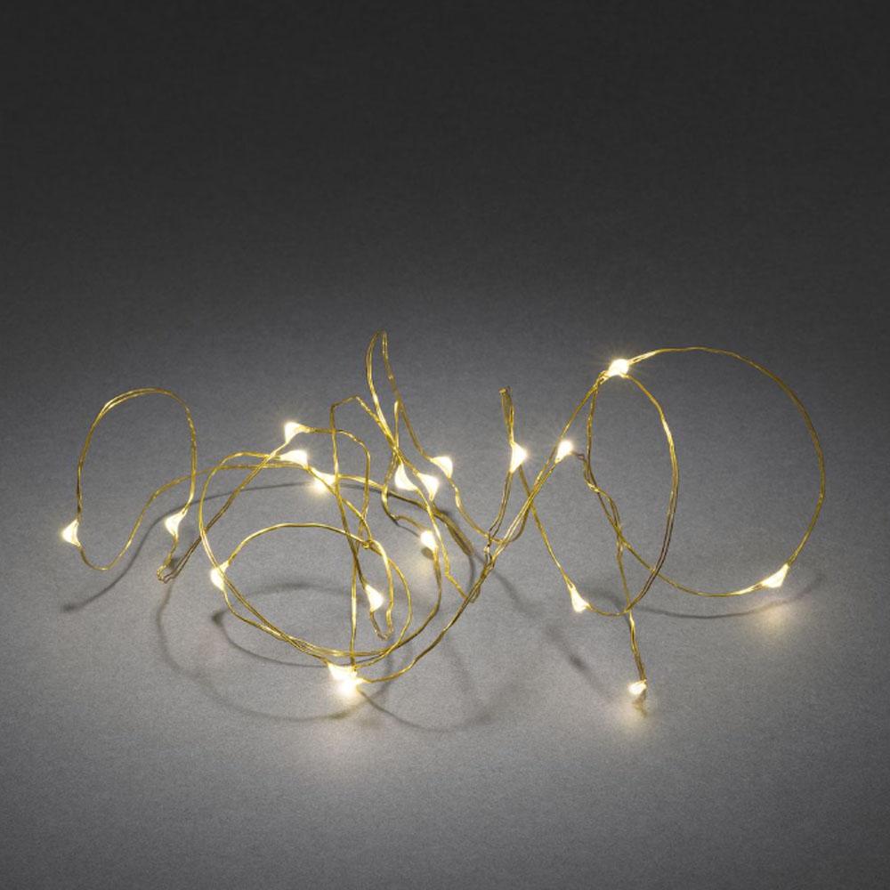 Draadverlichting - led kerstverlichting binnen - 20 lampjes - 1.9 meter - warm wit - 3x AA