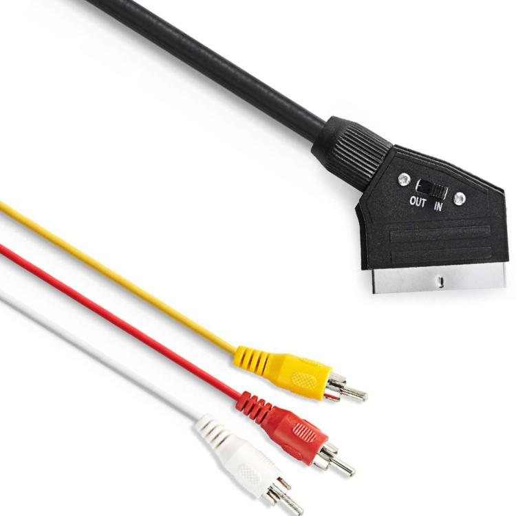 Image of Bidirectionele RCA (3x tulp) naar SCART audio-video kabel, 1.8 meter -