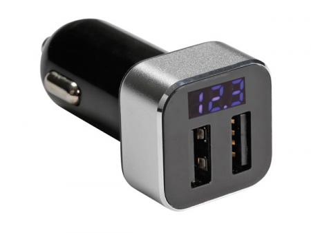 Image of USB-LADER VOOR DE AUTO MET 2 x USB-AANSLUITING EN DISPLAY (5 VDC - 2.1