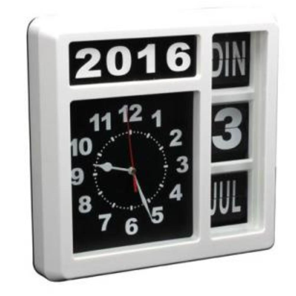 Image of Flipover Wandklok Met Kalender - 31 X 31 cm - Nederlands