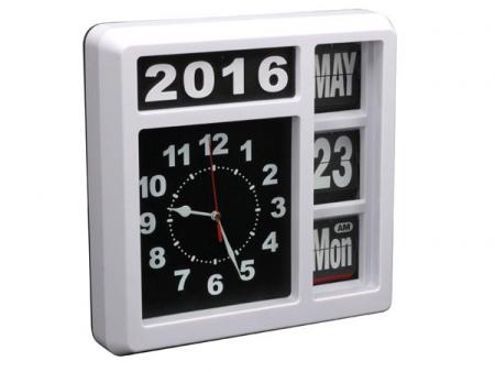 Image of Flipover Wandklok Met Kalender - 31 X 31 cm - Engels