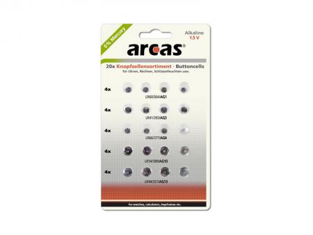 Image of Batterie Arcas Knopfzellen-Set AG1-AG13 0% Mercury/Hg (20 Stk)