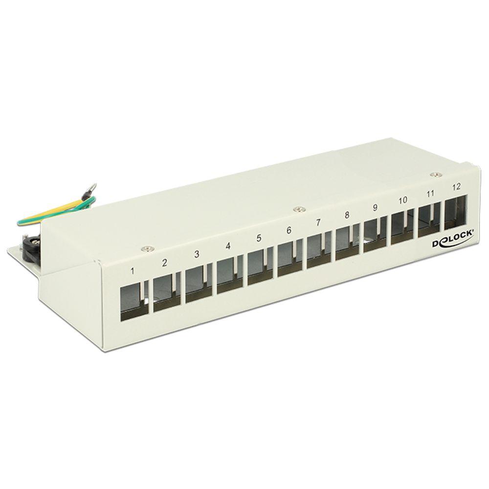 Delock Keystone Desktop Patchpanel 12 Port grau - Delock
