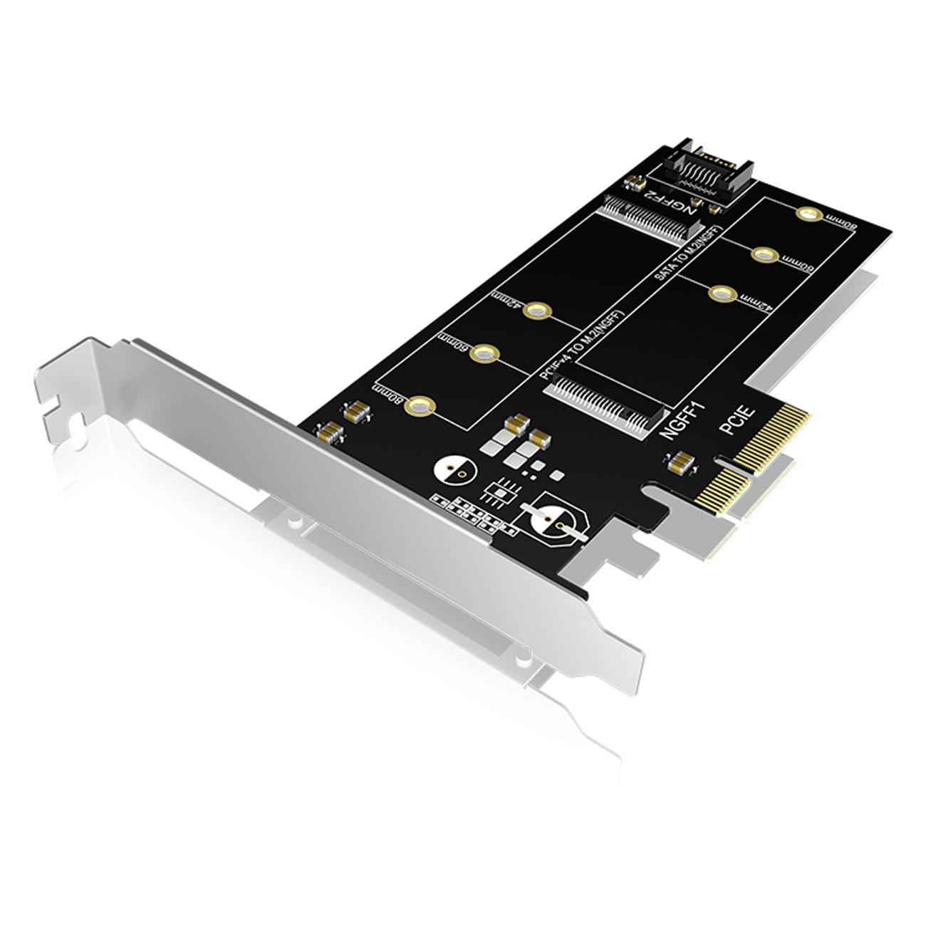 PCI Express Kaart - 2x M.2 SSD to SATA III + PCIe 3.0 x4 - Icy Box