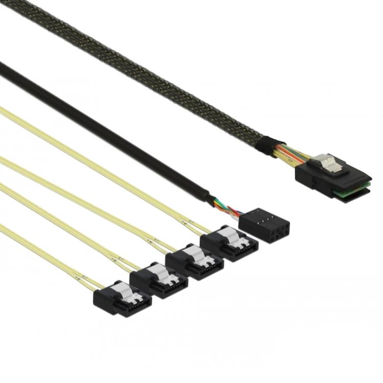 Delock Kabel Mini SAS SFF-8087 > 4 x SATA 7 Pin Reverse + Sideband 0,5 m - Delock